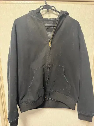 데미지 가공 블랙 풀 지퍼 후드티