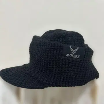 AVIREX 니트 모자 립 짜임 챙 달린 블랙