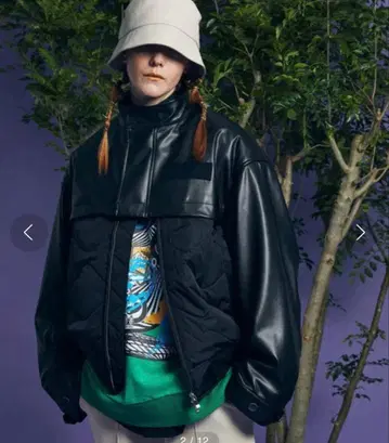 MAISON SPECIAL 프라임 오버 숏 모즈 가죽 블루종