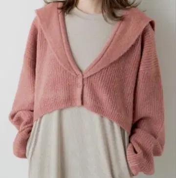 Kastane 카라 부착 크롭 가디건 핑크