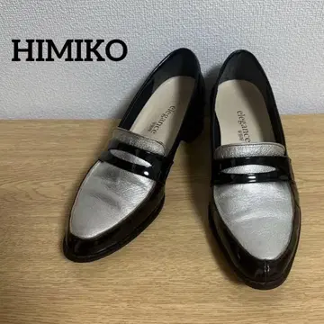 새상품급 HIMIKO 에나멜 블랙 실버 코인 로퍼