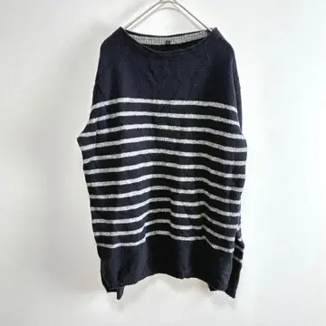 무인양품 MUJI 알파카 울 빅 사이즈 니트 긴팔 가을/겨울 보더