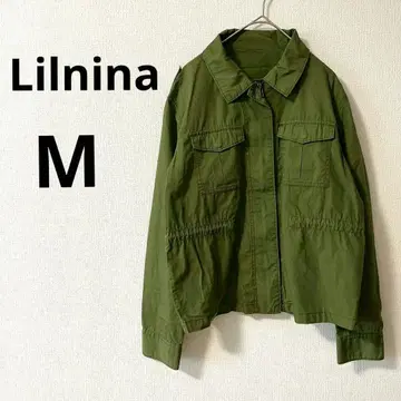 릴리나 자켓 M 카키 밀리터리풍 프론트 오픈 지퍼