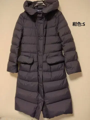 UNIQLO +J 울트라 라이트 다운 후디드 코트 롱 (네이비, S)