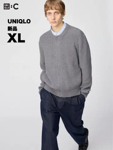 [ UNIQLO ] 크루넥 풀 집업 가디건 04 그레이