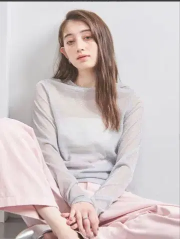 라메 믹스 라이트 그레이 긴팔 상의