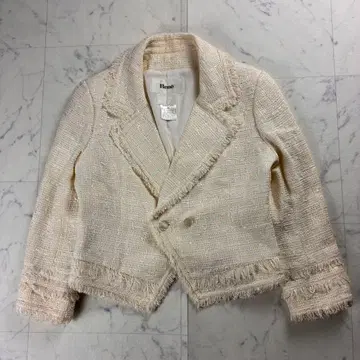 새상품급 르네 더블 트위드 자켓 TISSUE 화이트 36/S