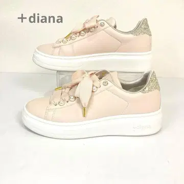 새상품급 +diana 펄 장식 핑크 리본 스니커즈 글리터 23cm