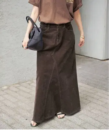 스픽 앤 스팬 스트레치 코듀로이 스커트 브라운 36