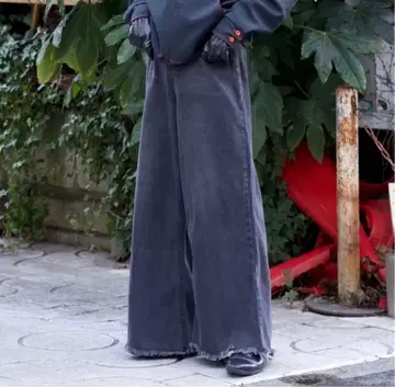 hype sullen 프린지 블랙 와이드 데님