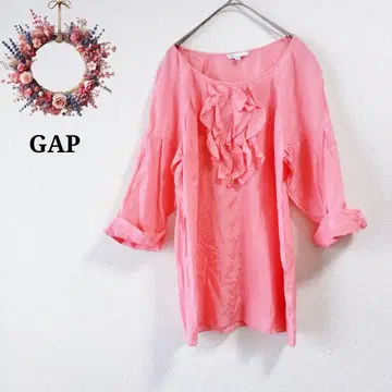 갭 GAP 프릴 블라우스 실크 혼방 드레이프 7부 소매 세레모니 S