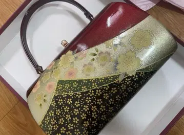 일본 의류용 백, 빨간색과 그린 꽃무늬