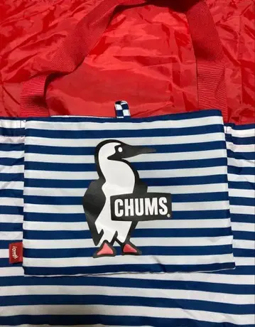 미사용 CHUMS 스트라이프 레지 바스켓 에코백