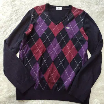 LACOSTE 올 패턴 아가일 V넥 스웨터 니트 사이즈 5