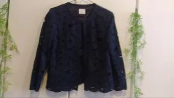 네이비 자수 자켓 스커트 세트