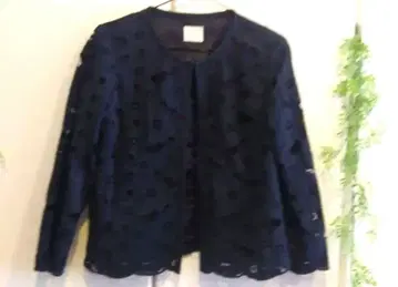 네이비 자수 자켓 스커트 세트