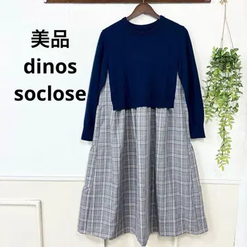 새상품급 dinos soclose 체크 원피스