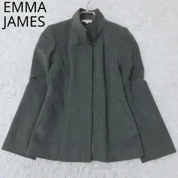 에마 제이 울 코트 스탠드 카라 A라인 캐주얼 고급 그레이