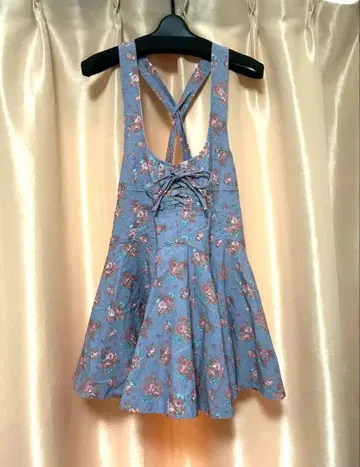 리즈리사 파란색 꽃무늬 슬리브리스 미니 원피스