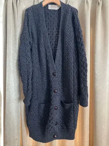새상품급 아일랜드제 아란 니트 가디건 원피스로도 울 100%