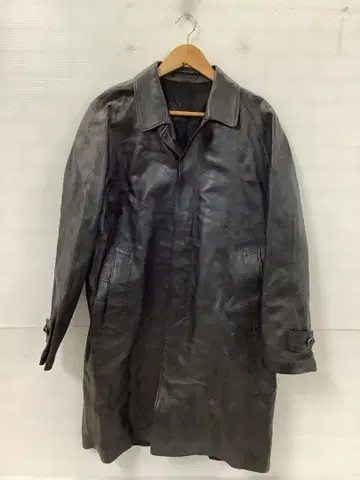 11.13 A1P 빈티지 가죽 코트 블랙 롱 레트로