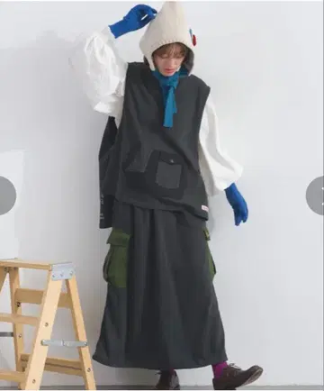 limeinc 라임 인크 맨투맨 소재 카고 롱 스커트 새상품