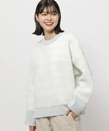 새상품 niko and - 오버 사이즈 니트 화이트 그레이 스트라이프