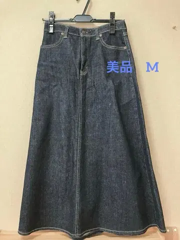 SOMETHING 다크 블루 데님 플레어 스커트 M