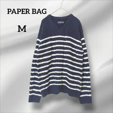 플러스 인터내셔널 스웨터 네이비 화이트 V넥 니트 M