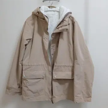 클래식 엘프 베이지 마운틴 후드티 보아 플리스 2way