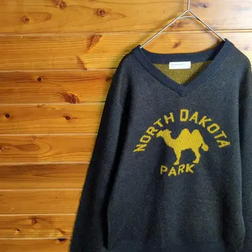 BACK NUMBER 백넘버 니트 스웨터 낙타 M 블랙 황토색