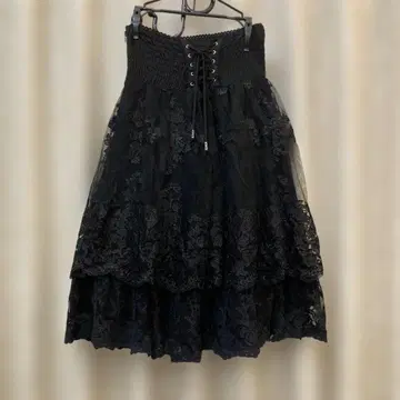 [ OZZ ANGELO ] 블랙 레이스 플레어 스커트