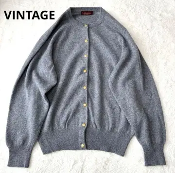 VINTAGE 캐시미어 100% 가디건 그레이 골드 버튼