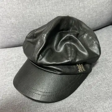 Riu R짱 블랙 가죽 헌팅 캡