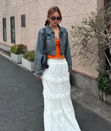 ACLENT 스위칭 레이스 롱 스커트