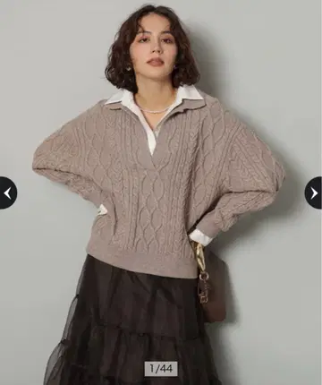 Arpege story 셔츠 도킹 케이블 니트