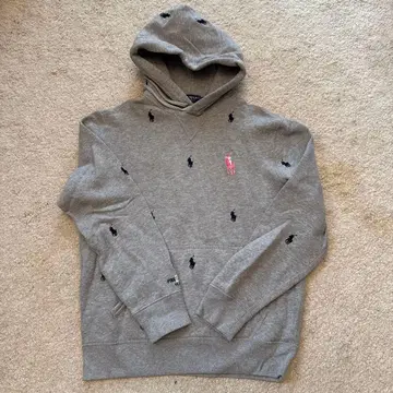 폴로 랄프 로렌 그레이 후드티 핑크 포니