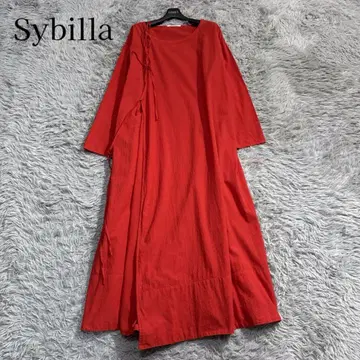 새상품급 하우스 오브 로터스 코튼 리본 가운 원피스 긴팔 레드 M