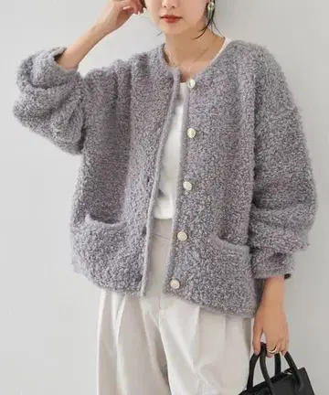 새상품 RANAN 골드 조 버튼 루프 편직 니트 가디건 M