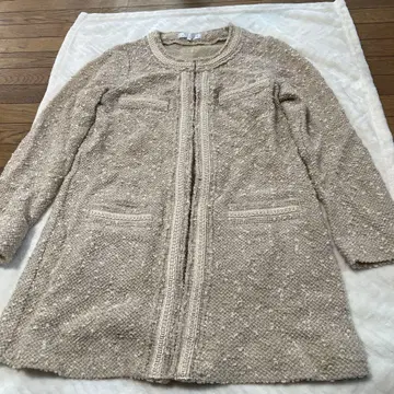 자유구 베이지 노카라 롱 가디건 사이즈 40