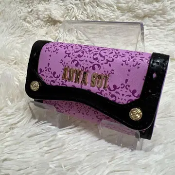 하자품 미사용품 ANNA SUI 키케이스 퍼플 x 블랙 로고