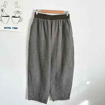 셀프 서비스 오가닉 코튼 사용 벌룬 팬츠 체크 허리밴딩