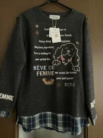 강아지 패턴 자수 Reve de Femme 택 포함