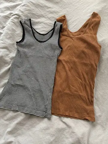 MACPHEE 면 니트 탱크탑 2장 세트 S