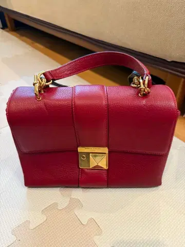 소니 리키엘 레드 가죽 숄더백