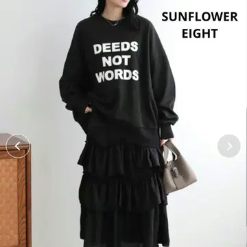 SUNFLOWER EIGHT 로고 맨투맨 티셔츠 S 블랙 루즈핏