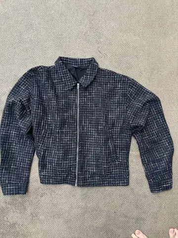 체크 무늬 캐주얼 자켓 블루종 아우터