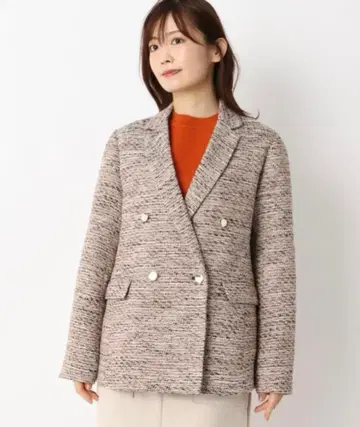 tk 라메 트위드 W 브레스트 자켓 여성용 L 사이즈