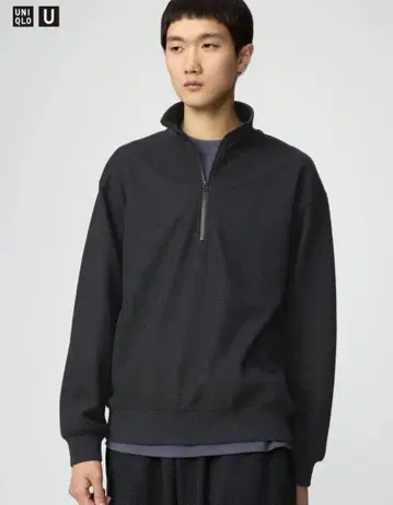 유니클로 U 브러쉬드 맨투맨 하프 지퍼 셔츠
