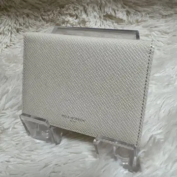 미사용급 PELLE MORBIDA 카드 케이스 패스 케이스 화이트 가죽
